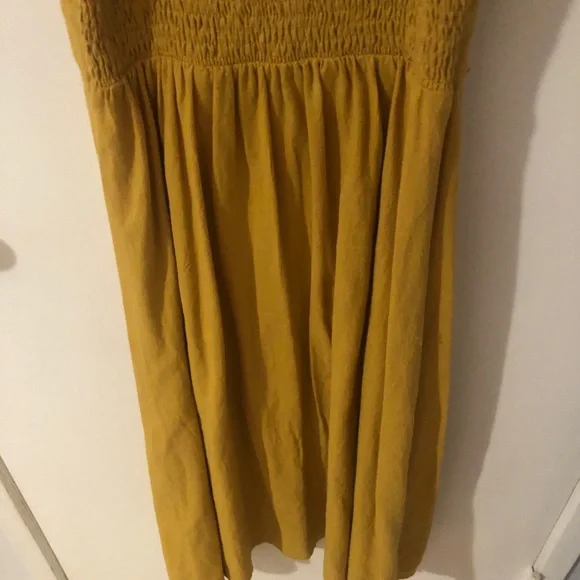 Hello Molly Mustard yellow Tie-Front Boho Cotton Midi Dress size small - Picture 6 of 9